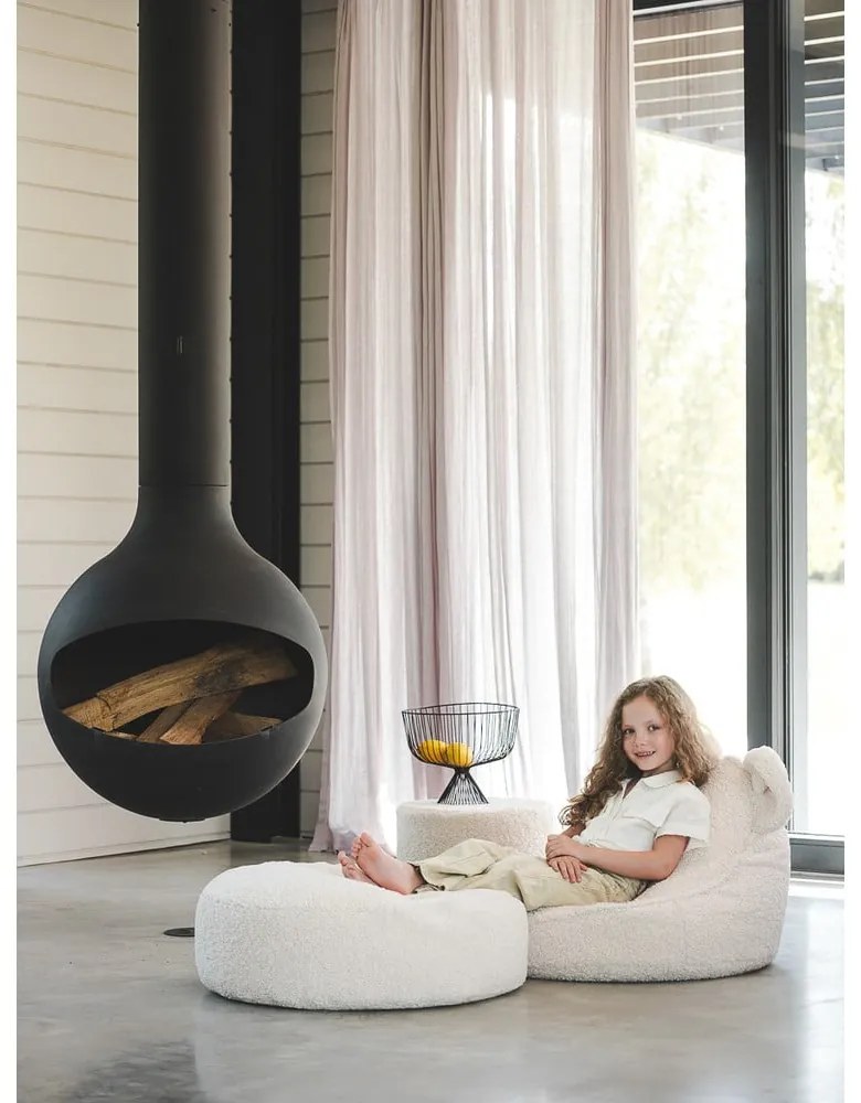 Krémový detský sedací vak z textílie buklé Round – Wigiwama