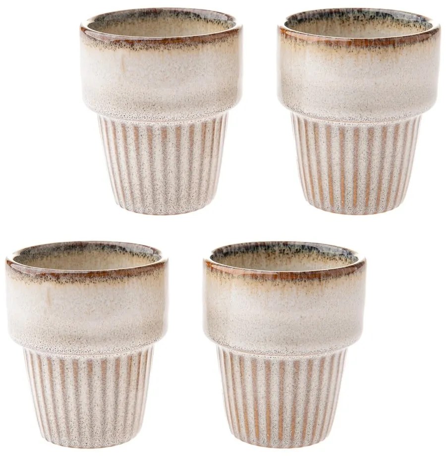 Krémovobiele kameninové šálky v súprave 4 ks na espresso 100 ml Tone – Dakls