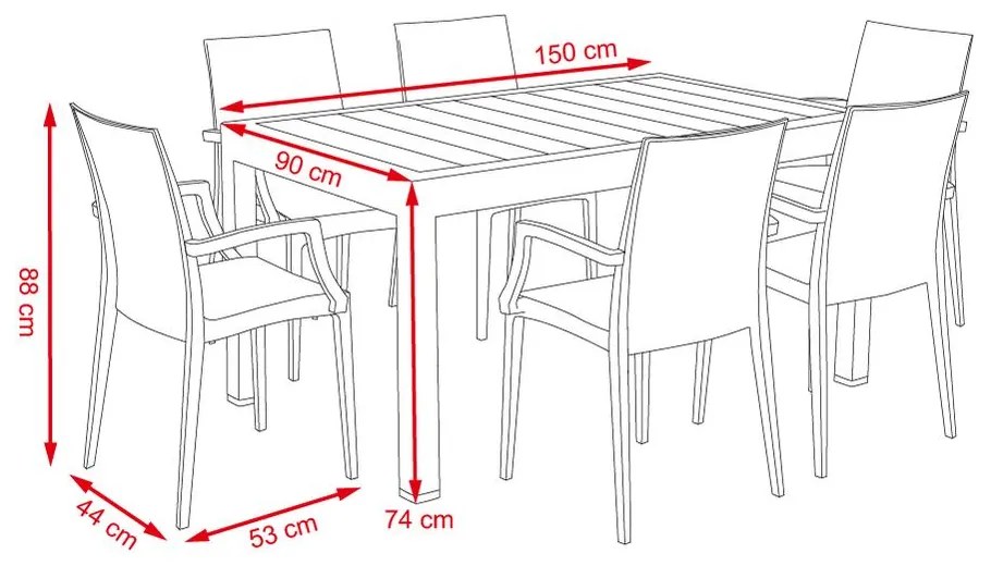 Set záhradného nábytku 7-dielny Avenberg SAONA - Hnedá