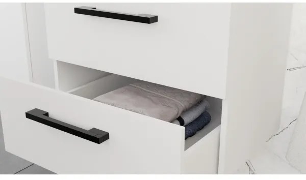 Kúpeľňová skrinka s umývadlom KATE + zrkadlová skrinka + závesná skrinka biela