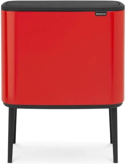 Červený odpadkový kôš s 3 priehradkami Brabantia BO Touch Bin, 3x 11 l