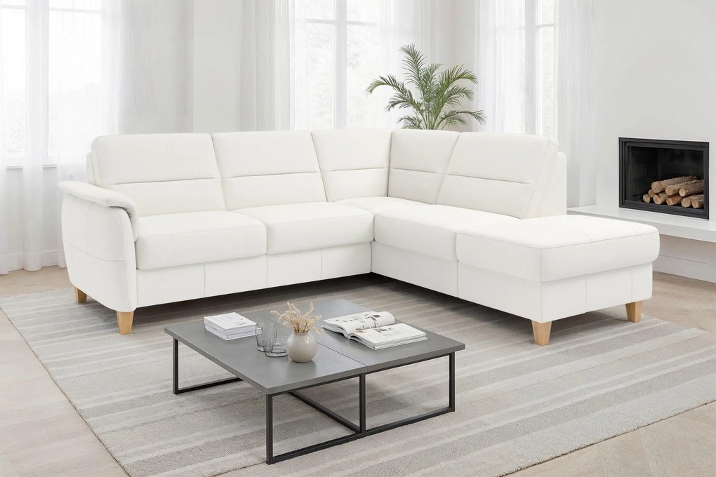 XXXLutz ROHOVÁ SEDAČKA, koža, textil, biela Sit & More - Sedačky - 00014403324V
