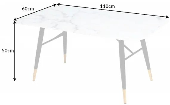 Konferenčný stolík Paris 110cm mramorový vzhľad biely