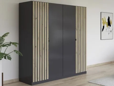 Šatníková skriňa Genua, 181 cm, tmavo šedá/artisan%