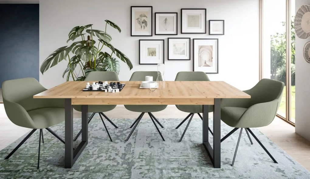 Rozkladací jedálenský stôl Seattle 150x90 cm, dub artisan/antracit