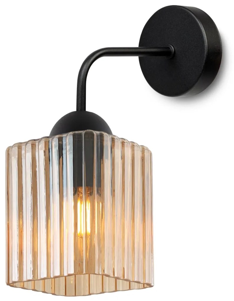 Nástenné svietidlo Riffle Square, 1x medové sklenené tienidlo, b