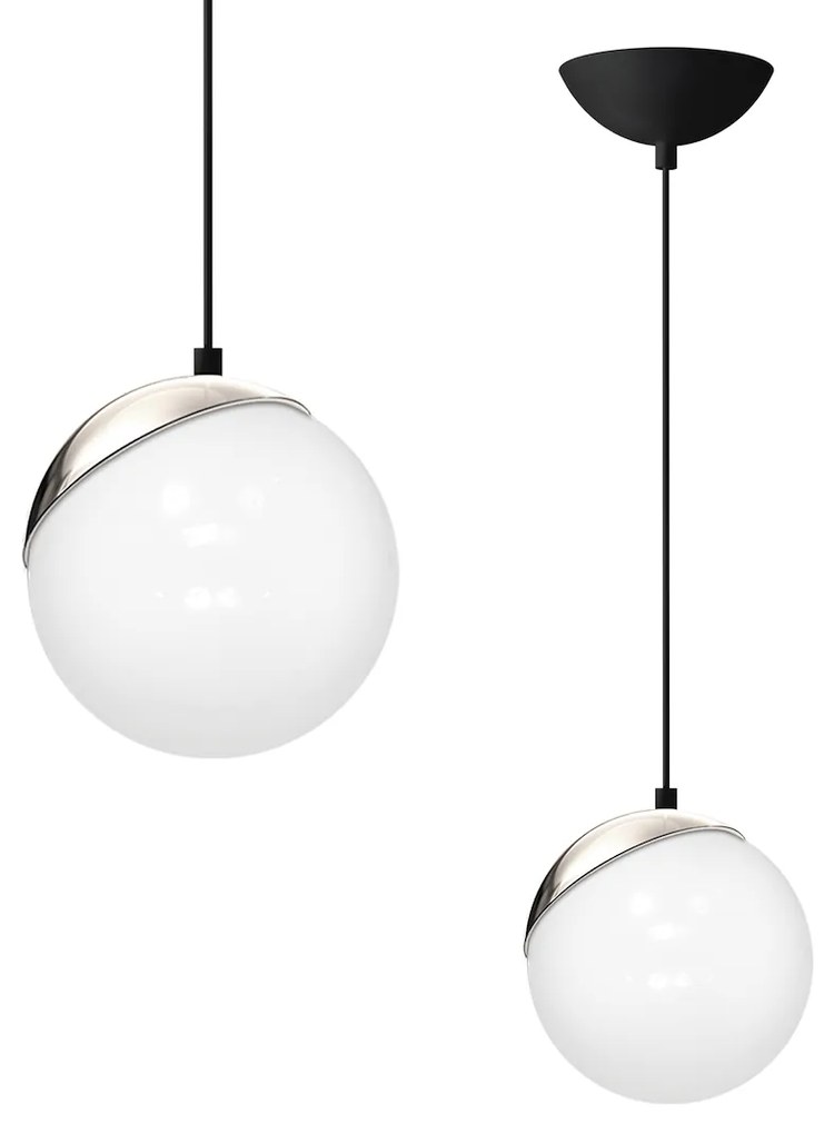 Závesné svietidlo Sfera, 1x biele sklenené tienidlo, b/ch