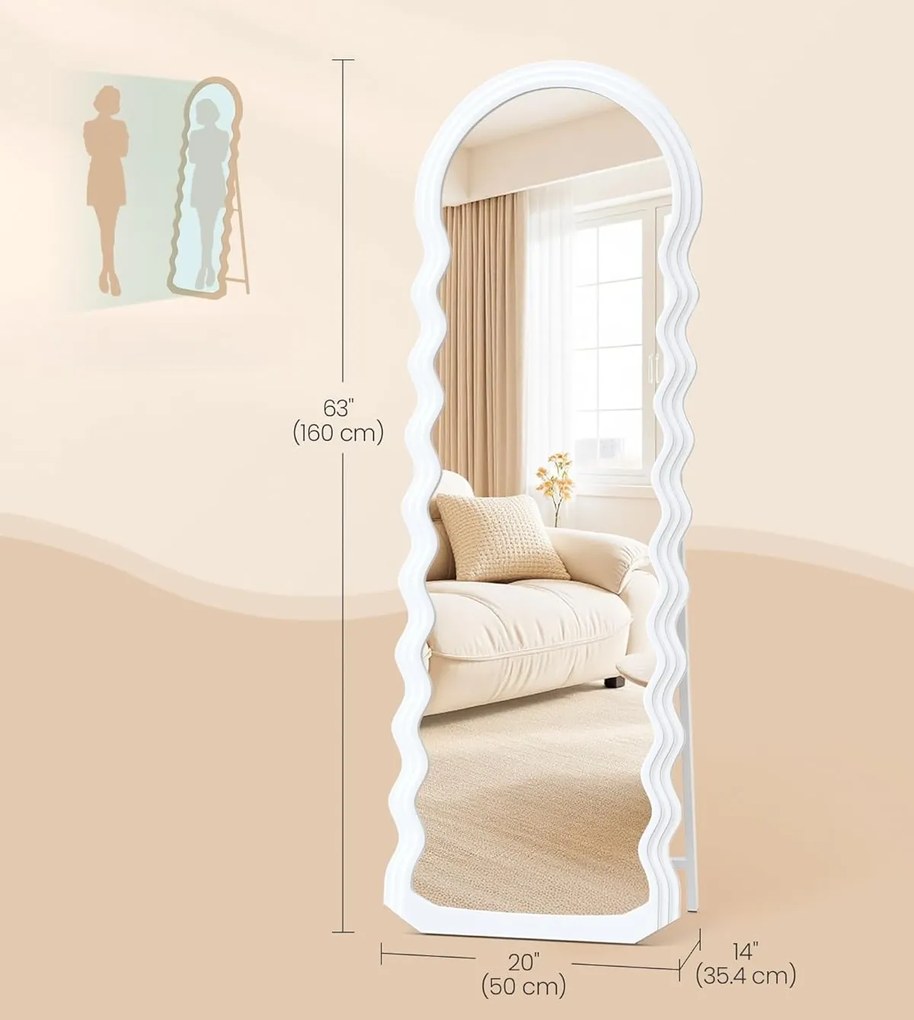 Voľne stojace zrkadlo Standy 160 cm biele