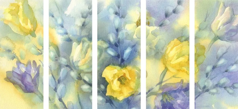 5-dielny obraz akvarelové žlté tulipány Varianta: 100x50