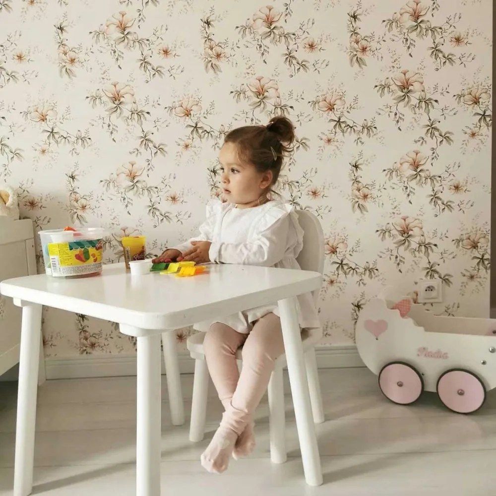 Tapeta divoké kvety biela 280x50 cm