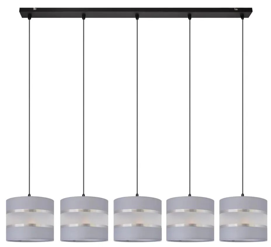 Luster na lanku HELEN 5xE27/15W/230V šedá/čierna