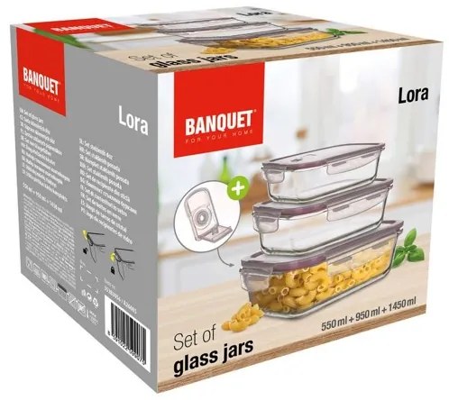 Banquet Sada sklenených dóz Lora 3 ks
