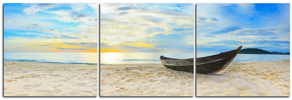 Obraz na plátne - Čln na pláži - panoráma 551B (120x40 cm)