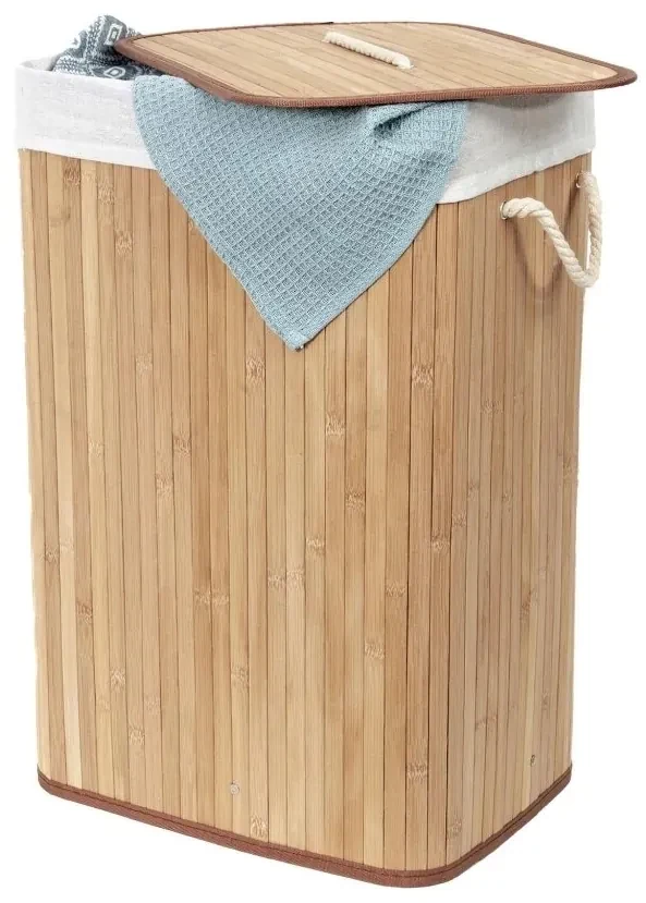 Compactor Kôš na špinavú bielizeň Bamboo hranatý, prírodná
