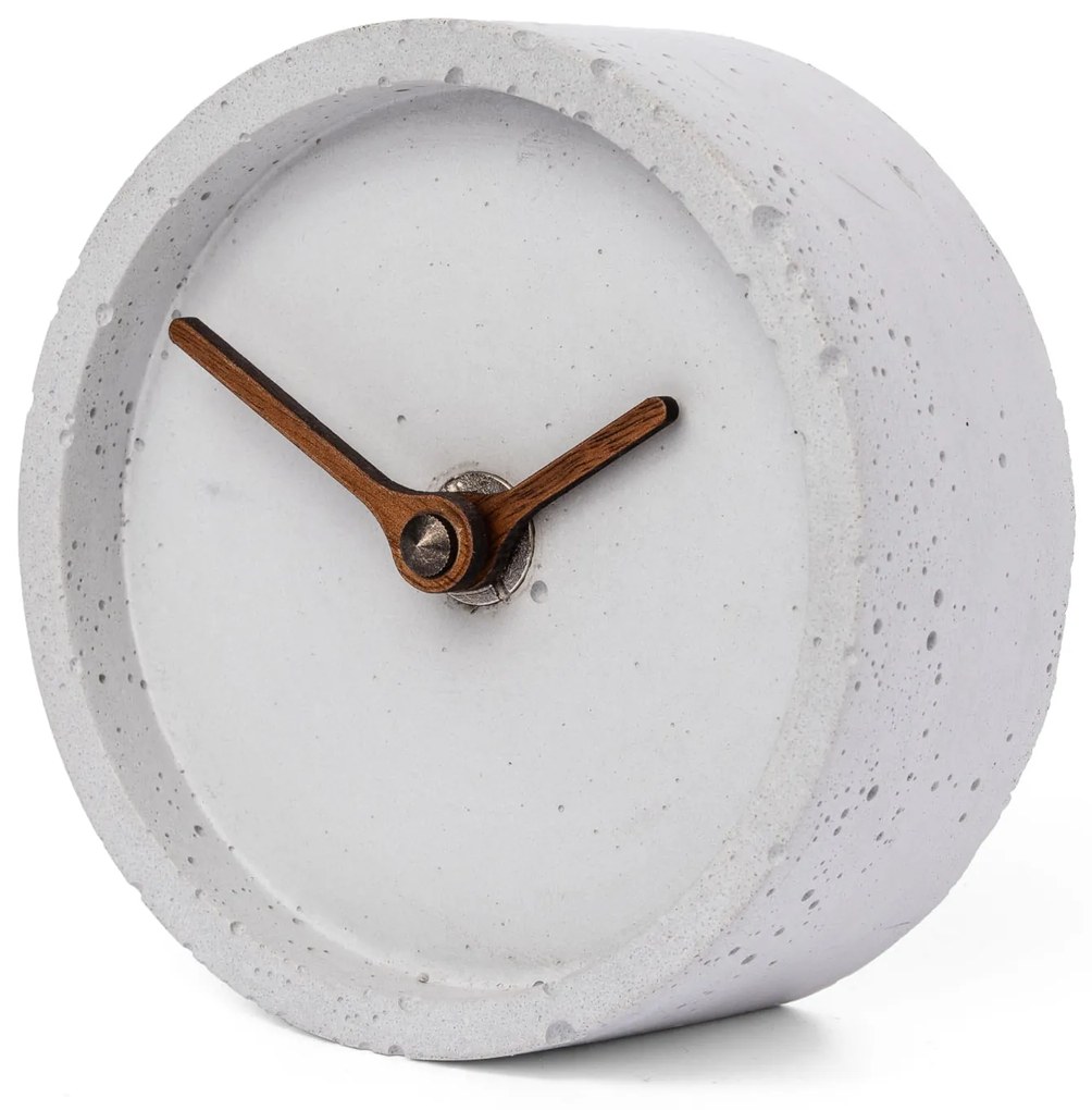 Stolové hodiny z betónu CLOCKIES, 10cm, okrúhle, šedé