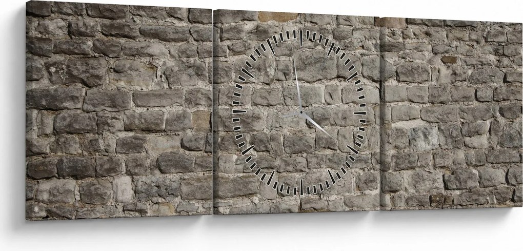 Obraz tehlovej steny (s hodinami) (90x30 cm)