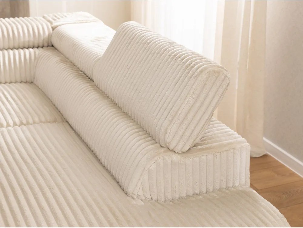 Béžová menčestrová rohová pohovka (pravý roh/do L) Marbeya – Ropez