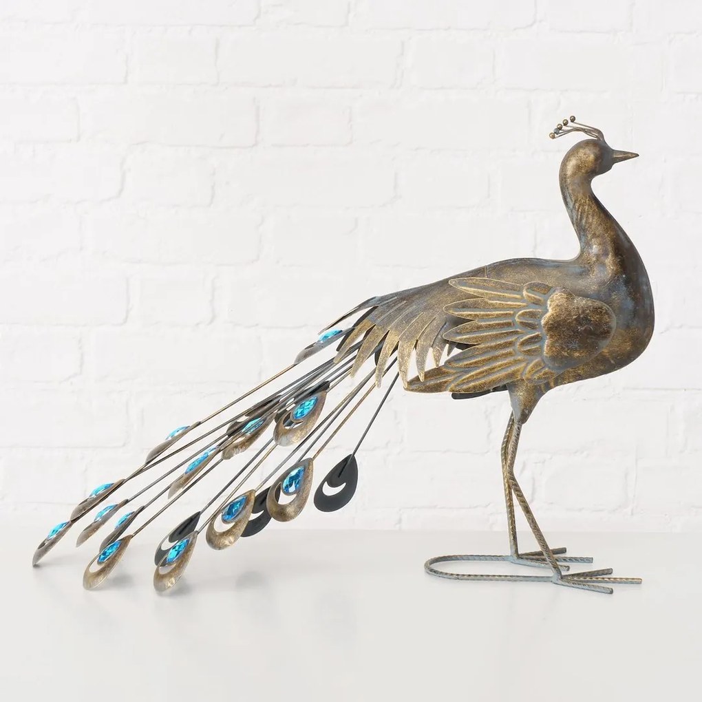 BOLTZE Záhradná kovová figúrka Pavo, 47x64 cm, hnedá