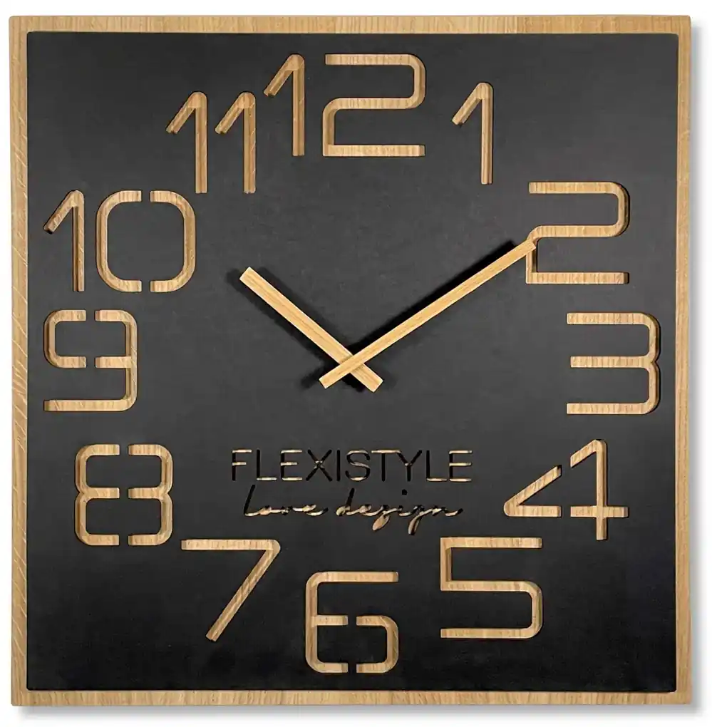 DomTextilu Dizajnové nástené hodiny v luxusnej kombinácia dreva a čiernej  farby 60 cm 47309 | BIANO