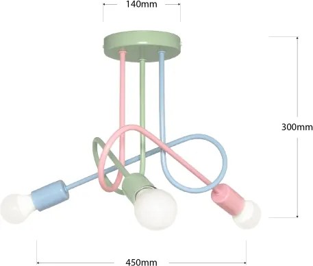 Prisadený luster OXFORD 3xE27/15W/230V zelená/ružová/modrá