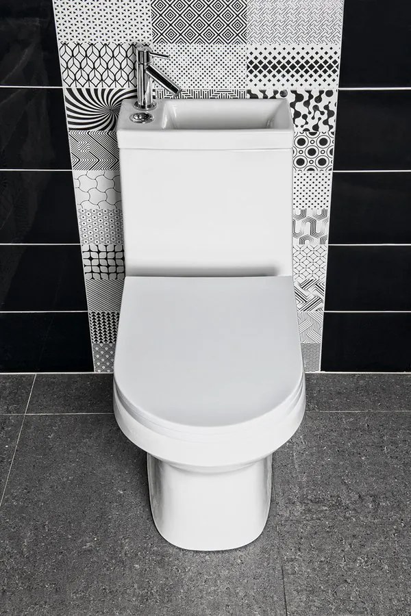 Aqualine, HYGIE WC kombi s umývadielkom + sedátko, zadný/spodný odpad, biela, PB104