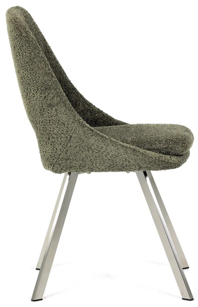 Autronic - Židle jídelní, zelená látka, kovové nohy, broušená nerez. - DCL-W1174 GRN2