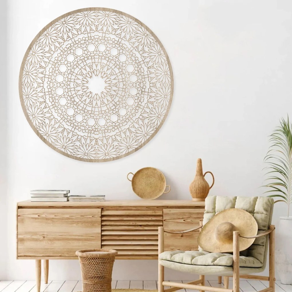Luxusná drevená mandala na stenu 3D dekorácia do interiéru | HELA: HDF - Orech 30 cm 4341-79186 HDF0342