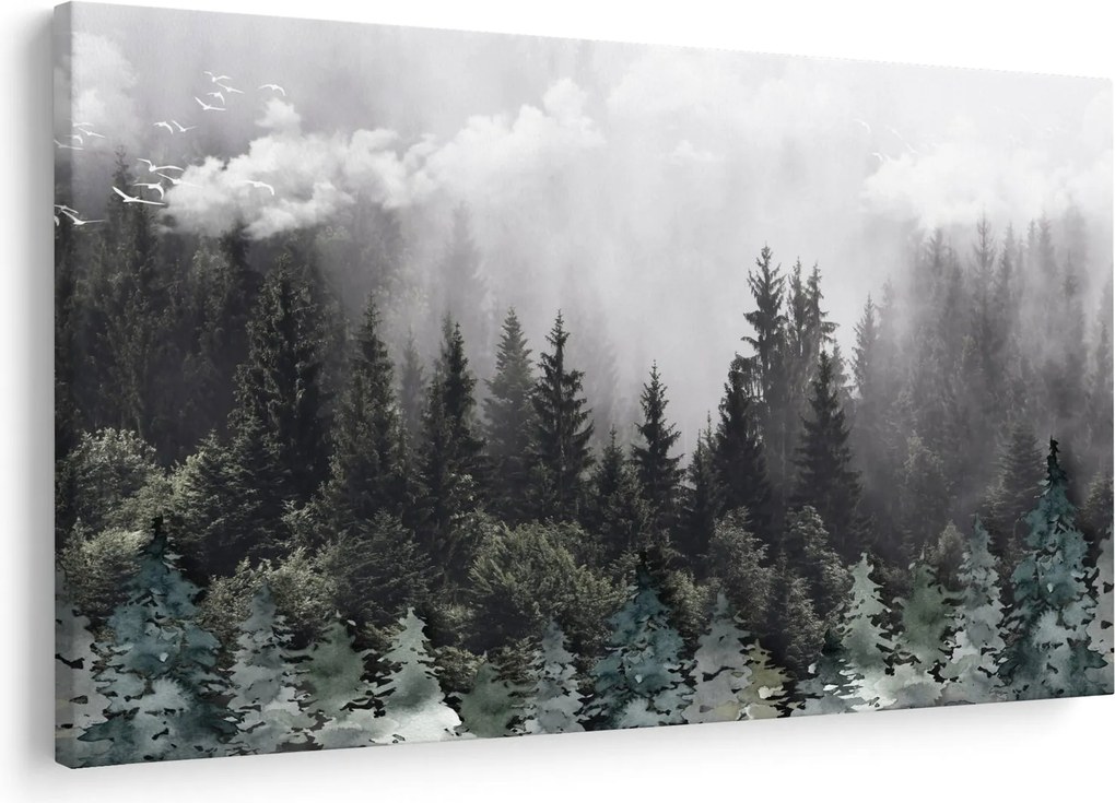 Obraz - Les s ilustrovanými prvkami (90x60 cm)