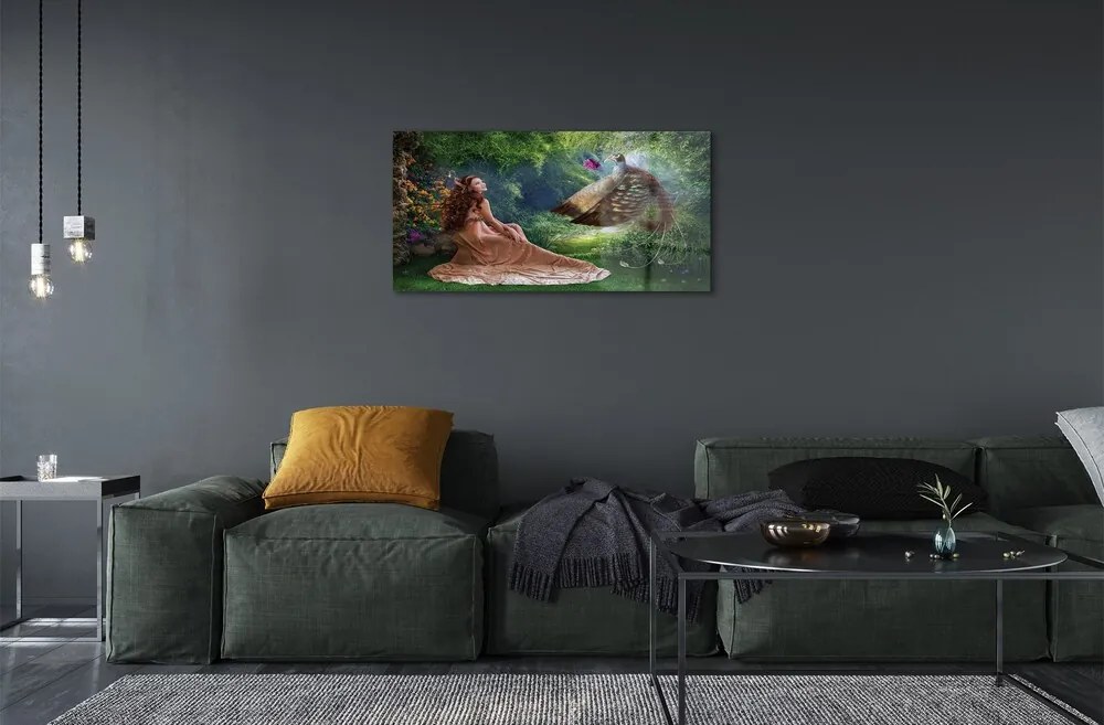 Sklenený obraz Bažant female forest 140x70 cm
