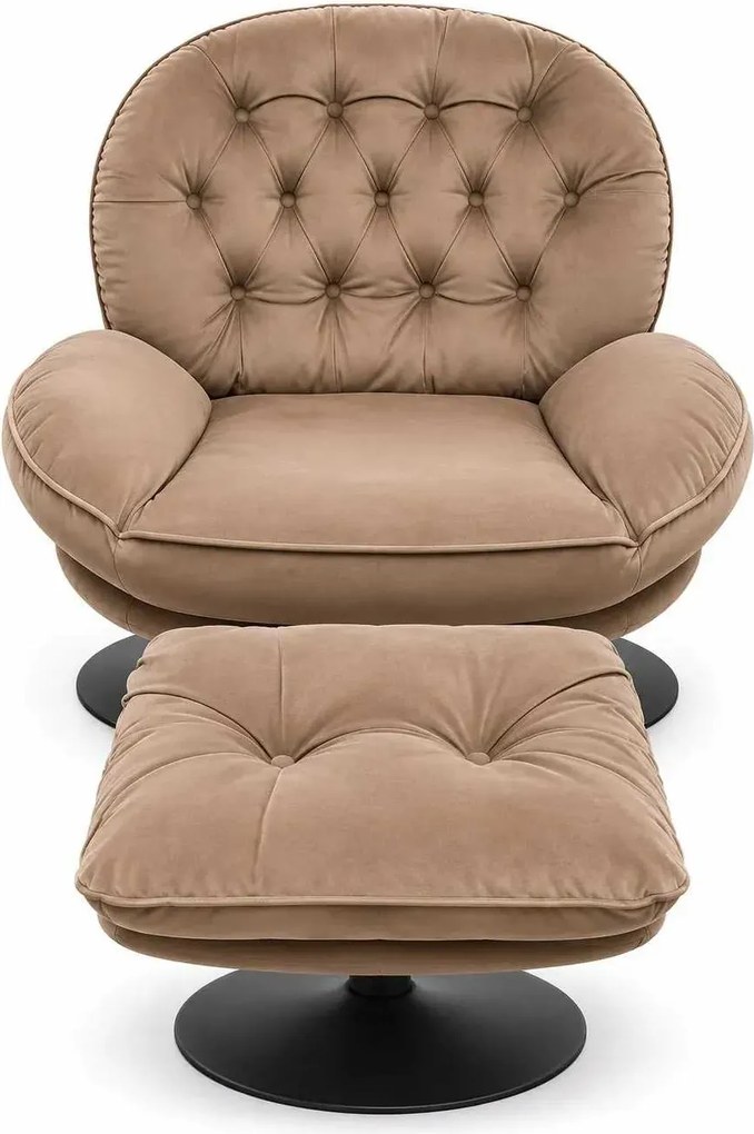 LuxuryForm DESIGN Otočné kreslo LUNA s podnožkou - latte