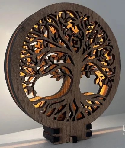 Drevená lampa na nočný stolík Strom