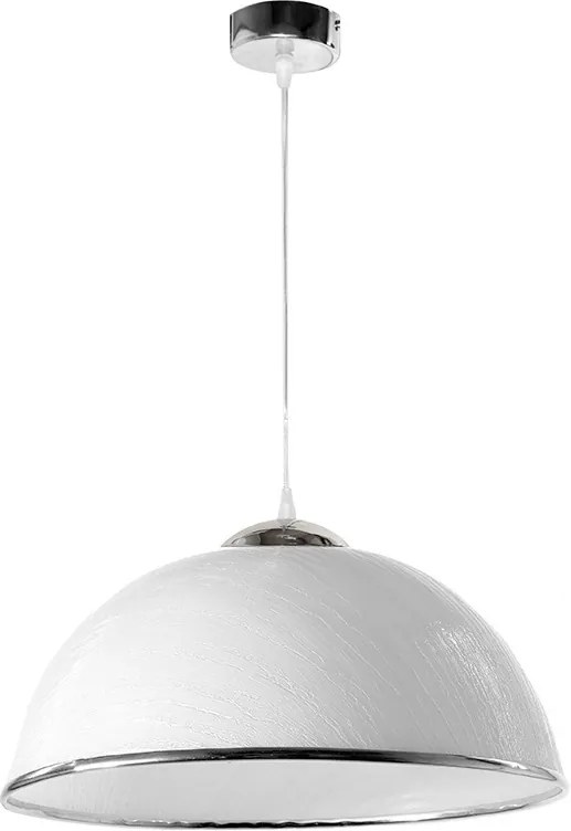 Helam Luster na lanku AKRYL - chróm KS 1xE27/60W biela štruktúra HE0117