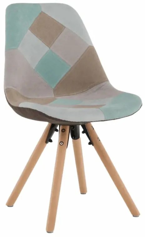 Jedálenská stolička, patchwork mentol-hnedá