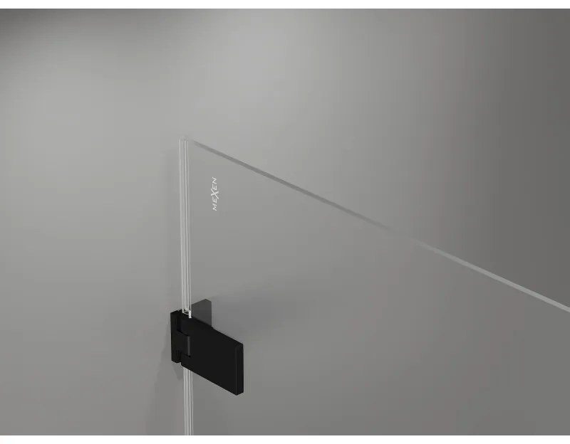 Mexen Lunar-F Duo, skladací sprchový kút 75 x 70 cm, 8mm číre sklo, čierny profil, 836-075L-070P-70-00