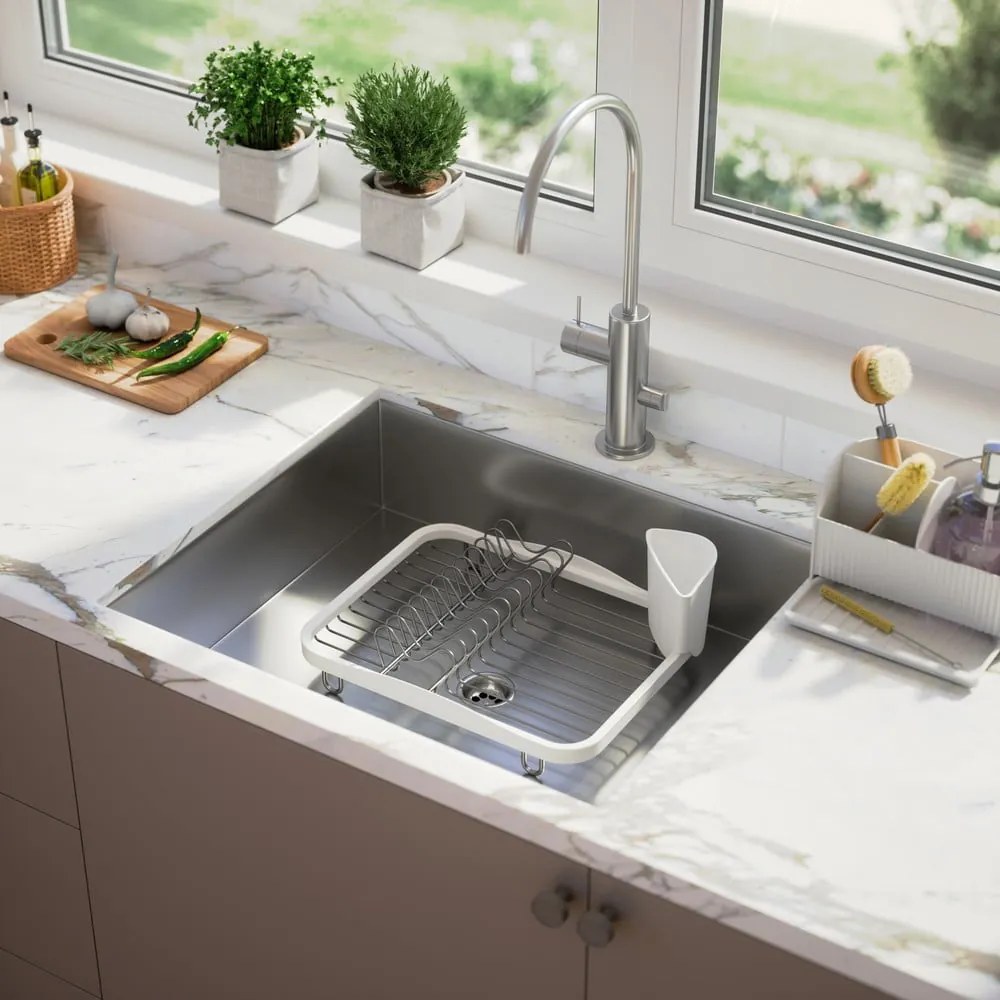 Biely oceľový odkvapkávač 36x28 cm Sinkin – Umbra