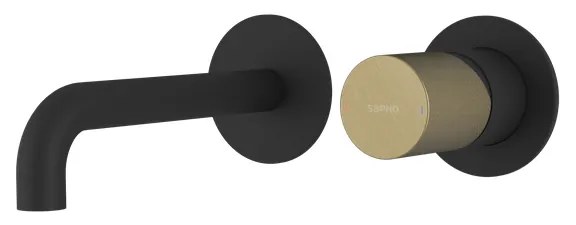 Sapho Sapho, ULTRATAP 2-prvková podomietková umývadlová batéria, hubica 20cm, čierná mat/zlato mat, UT018TBG