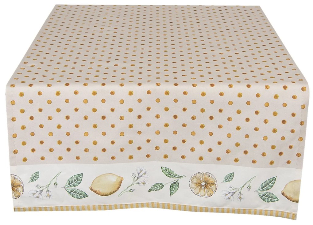 Bavlnený behúň s bodkami a motívom citrónov Lemons & Leafs - 50 * 140 cm