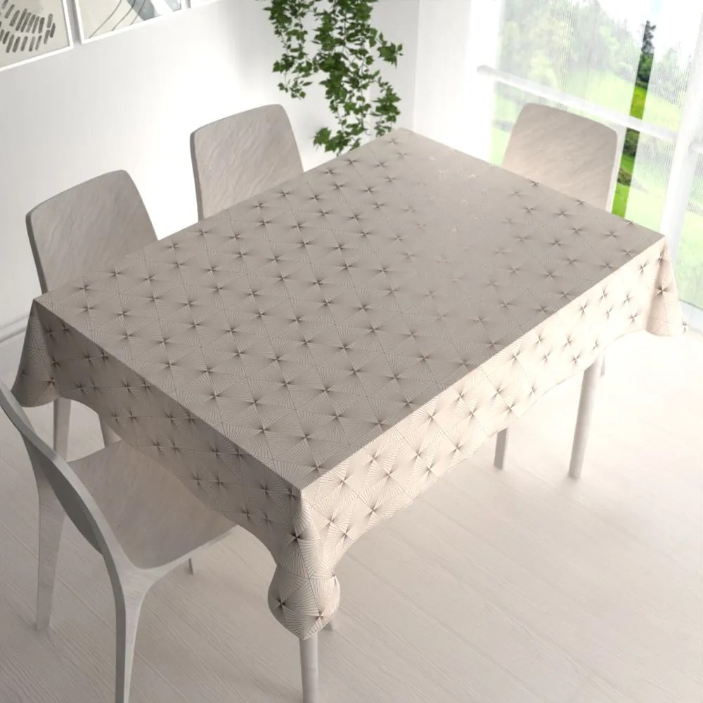 Biante Zamatový obdĺžnikový obrus Isabela IBL-010 Rose Gold trojuholníky na krémovom 100x140 cm