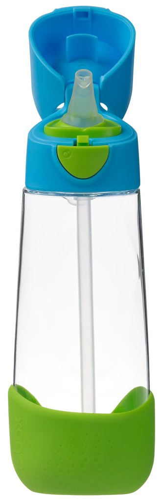 Fľaša na pitie so slamkou 600 ml - modrá/zelená