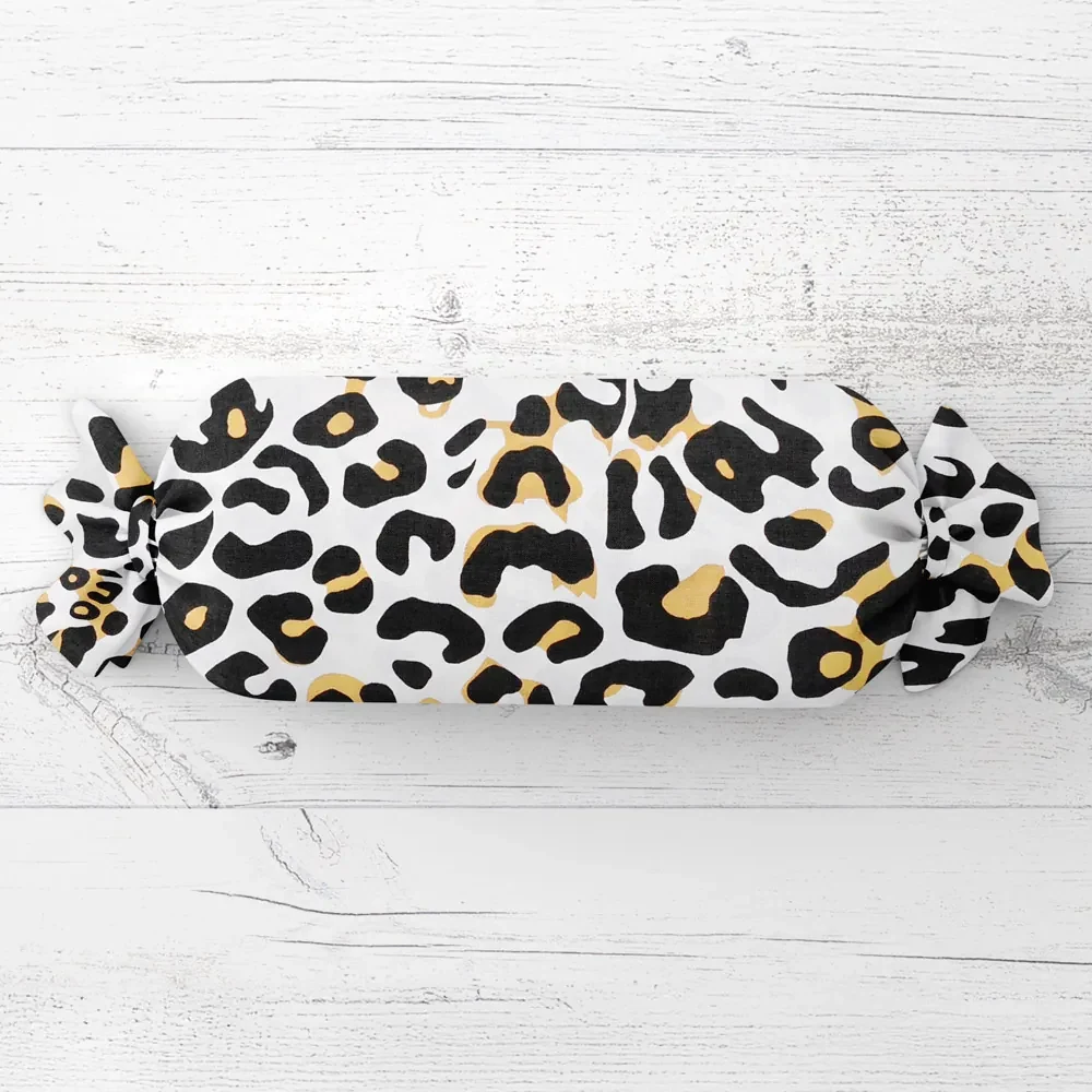 Biante Vankúš valec bonbon Sandra SA-409 Leopardí vzor na bielom 15x60 cm