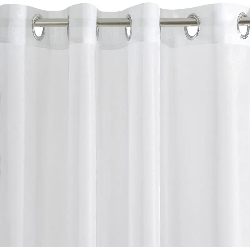 Biela záclona na krúžkoch ESEL vyrobená z hladkej lesklej látky 350x250 cm