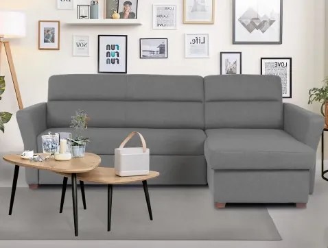Rohová sedacia súprava Flavia, dymovo šedá látka, pravý roh%