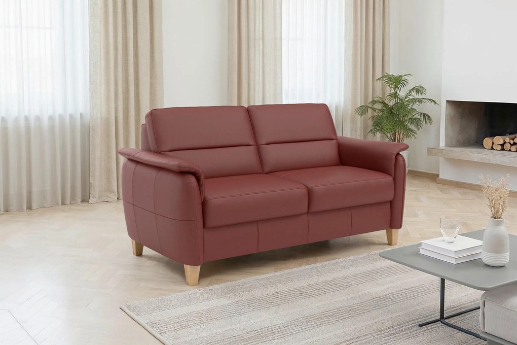 XXXLutz TROJMIESTNA POHOVKA, červenohnedá, pravá koža Sit & More - Sedačky - 0001440332G3