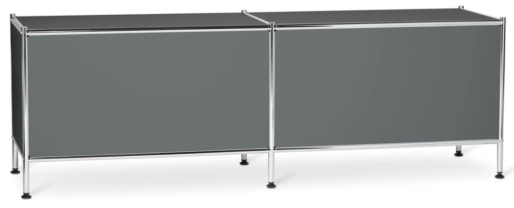 Kovová nízka skrinka »CN3« s výklopnými priehradkami, sivá