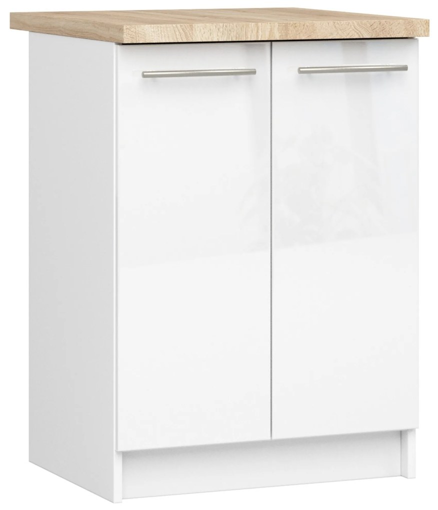 Dolná kuchynská skrinka Ozara S60 2D (biela + biely lesk). Vlastná spoľahlivá doprava až k Vám domov. 1071109