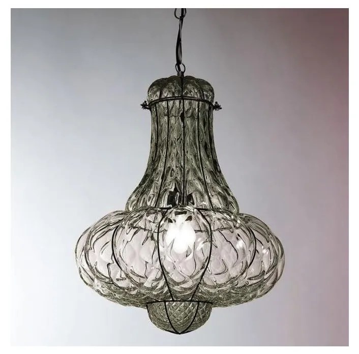 SIRU - Luster na reťazi DOGE 1xE27/60W/230V pr. 30 cm číra/čierna benátske sklo