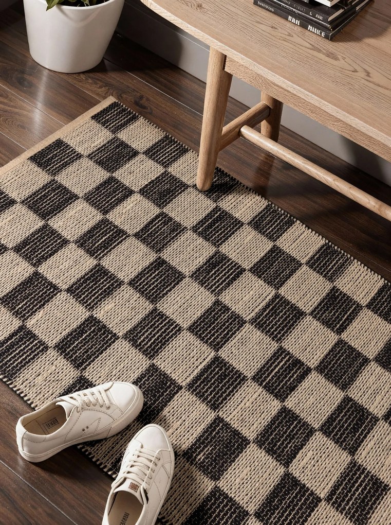 Hanse Home, Koberec behúň Handloom 106333 Rex White Black, 80x200, čiernobiela, chodba / predsieň