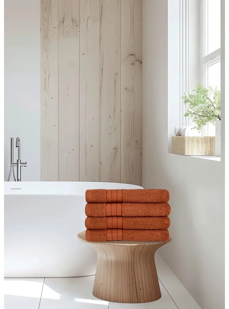 Froté bavlnené uteráky v tehlovej farbe v súprave 4 ks 50x100 cm – Good Morning