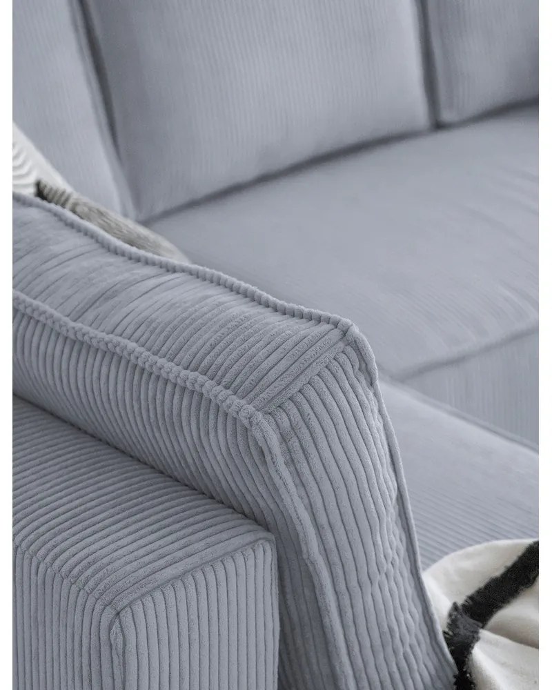 Svetlosivá menčestrová rozkladacia rohová pohovka (ľavý roh/do tvaru "U") Brave Dave – Miuform