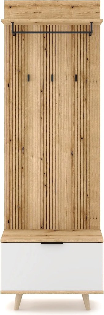 Předsíňová stěna Nordic 65 cm dub Evoke/bílá